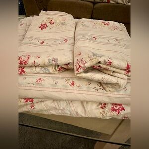 Ralph Lauren Floral Cream and Red Bedding Sheets